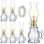 Set of 6 Vintage Glass Kerosene Lamp Rustic Oil Lamp Lantern Chamber Oil Lamps Clear Kerosene Lamp Hurricane Lamp with 6.6 ft Extra Wick for Indoor Use Lighting Home Decor Emergency (Trendy Style)