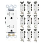 TOPELER 20A Tamper Resistant Duplex Receptacle Standard Wall Outlet, Decorative Electrical Receptacle, Child Proof Safety, Self-Grounding, White, cUL Listed, 10 Pack