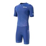 Men's Cycling Skinsuit Gel Padded One Piece Trisuit Bike Top Short Sublimated Unique Design Bib Shorts (Blue, XL)