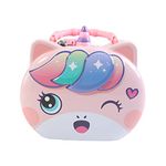 SAMVARDHAN Unicorn Modern Piggy Bank Cartoon House Saving Pot Coin Bank Money Bank Saving Coin Box With Lock Gift Toy For Kid Children, Pink