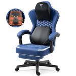 Vigosit Gaming Chair with Heated Massage Lumbar Support, Ergonomic Gaming Computer Chair with Pocket Spring Cushion and Footrest, Recliner High Back PC Chair for Adult, 330lbs, Blue