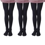 EVERSWE 3-Pack Girls Microfiber Tights Multiple Colors (Black, 8-10 Years)