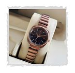 STYLEDOSE watch's unique design elements (round face in square frame, 5 color Eddy dials & Belt) steel chain Strap Stylish Girls Ladies Fashion Wrist Watches Analog Watch for Women (Brown)