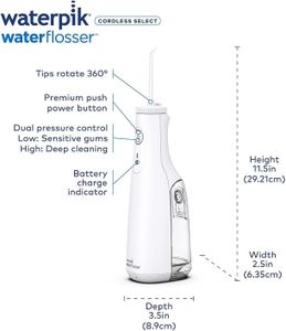 Waterpik Cordless Water Flosser – White Portable Oral Irrigator
