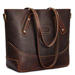 S-ZONE Women Vintage Genuine Leather Tote Handbag Shoulder Purse Bag with Laptop Sleeve