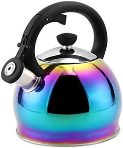 SHANGZHER Stainless Steel Coffee Tea Kettles Whistling Kettle for Gas Hob Induction Gas Kettle with Whistle Stovetop Kettles 2 Liter Rainbow Color