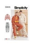 Simplicity Unisex Half Zip Sweatshirt and Pull-on Track Pants Sewing Pattern Kit, Design Code S9828, Sizes XS-S-M-L-XL-XXL, Multicolor