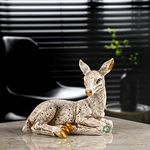 INDICAST Resin 6" Deer Statue Showpiece Antique Finish Table Accent Collectible Figurines For Home Interior Decor Item Handicraft Wild Animal, Multi Colour