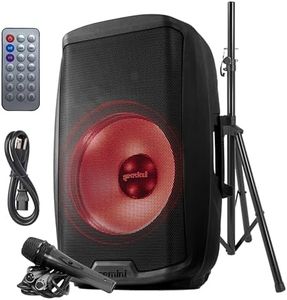 Gemini Sound AS-2115BT-LT-PK 2000 Watt LED LIT 15 Inch Woofer Professional Active Bluetooth DJ PA Speaker, Stand, Mic and Remote Set with Onboard 3-Channel. TWS Stereo Pairing/Linking Pro Fly Points