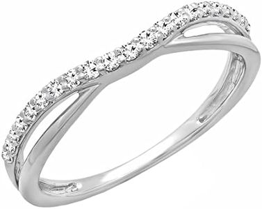 Dazzlingrock Collection 0.25 Carat (ctw) Round Lab Grown Diamond Ladies Wedding Guard Contour Band 1/4 CT, Sterling Silver, Size 7