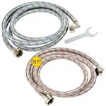 LONG Washing Machine Hoses (16FT) - 90° Elbow - OCTAGON Connections for Secure Tightening - Universal Fit to All Wash Machines - (2 Pack) Braided Stainless Steel - Burst Proof Washer Supply Hose