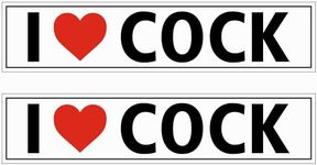 Generic I Love Cock Pack of 2 Funny Bumper Self Adhesive Vinyl Sticker Car Van Bike Joke Sticker Decal, UPC2957