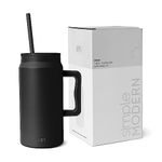 Simple Modern 50 oz Mug Tumbler with Handle and Straw Lid | Insulated Reusable Leakproof Stainless Steel Water Bottle Large Tumbler Travel Mug Iced Coffee Cup | Trek Collection | 50oz | Midnight Black