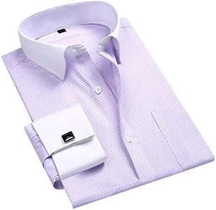 Cloudstyle Men's Dress Shirt Slim Fit Button Down Stripe Checked Shirt