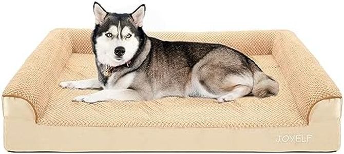 JOYELF Orthopedic Dog Bed for Extra Large Dogs, U-Shaped Foam Sofa Couch Bed, Durable Bolster Waterproof Pet Bed with Removable Washable Cover and Nonskid Bottom for dogs - Khaki