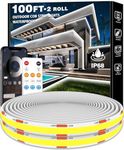 LETIANPAI 100ft COB Outdoor LED Strip Lights Waterproof 6500K,Dimmable Bright White,IP68 Outside Led Light Strips Waterproof with Bluetooth App Remote Control, Sync Exterior Led Rope Lights