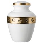 Best Friend Services Morgan Paw Series Pet Urn (Large, Cloud White with Brass Band)