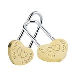 2PCS Love Lock, VerRich Wish Lock 3.5" Romantic Padlock Heart Shaped Lock Everlasting Love for Lovers Wedding, Bridge,Paris,Anniversary(NO Key)