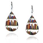 Bookcase Dangle Earrings for Women Teardrop Dangle Earrings with Book Shelves Patterned Acrylic Gifts for Women Girls (Design B)