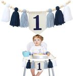 Handmade Boho 1st Birthday High Chair Banner Party Decoration For Girl Baby Shower Blue Wall Hangings Decorative For Kids Bedroom