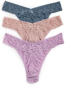 hanky panky Signature Lace Original Rise Thongs for Women: Christmas Cracker | One Size 4-14 | Royal Purple, Ocean Eyes Blue, Agave Green, Dragonfruit Pink, Deep Sea Coral | Lingerie Underwear | 3 pk