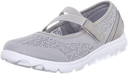 Propet Womens TravelActiv Mary Jane Walking Walking Sneakers Shoes - Grey, Silver, 9 X-Wide