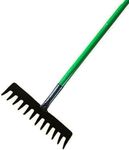 DIEBA 12 Teeth Carbon Steel Rake, Heavy Duty Soil Rake, 12 strong metal tines for loosening soil, Garden Rake for Mulching, Loosening, Levelling Soil, Gardening Tools (32 x 120cm)