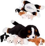 PixieCrush Dog Stuffed Animals with Babies Inside - 5-Piece Set of Mommy and Baby Puppies Plush for Imaginative Play - Soft Cuddly Companion for Kids - Stuffed Animals for Girls Ages 3 to 8 Years