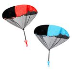 Jagowa 2 Pack Parachute Toy Soldiers - Hand Throwing Army Men for Outdoor Fun - Kids' Paratrooper Flying Toys - Blue & Red - Ideal for Boys and Girls!