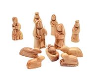 Olive Wood Gifts Shop Handcrafted Olive Wood Nativity Set (3.5" Wood Abstract Figurines), Carved by Talented Christian’s Artists in Bethlehem, The City of David