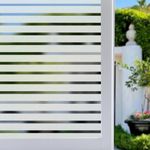 Niviy Window Film Striped Window Decal Non-Adhesive Privacy Film, Vinyl Glass Film Window Tint for Home Kitchen and Office (17.7" x 118")