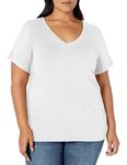 Amazon Essentials Women's Plus Size Short-Sleeve V-Neck T-Shirt, White, 4X