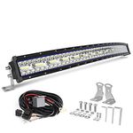 JG-AUTO Curved LED Light Bar 32 inch 450W 50000LM Triple Rows Spot Flood Combo Light Off-Road Driving Lights with Wiring Harness High Brightness for Trucks SUV ATV UTV Marine