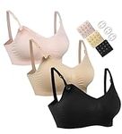 HOFISH Women's Maternity Bras Wirefree Nursing Bra for Pregnancy Breastfeeding Bra Black Beige Pink XX-Large