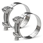 WYKA 2 Pack T-Bolt Hose Clamp 304 Stainless Steel Heavy Duty Tube Clamp (2.52-2.64"(64-67mm))