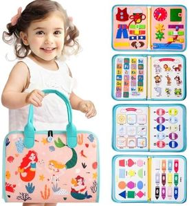 Teefrye Toddler Busy Board Montessori Toys for Toddlers 1-3 Year Old Educational Activity Book Board Sensory Travel Toys Ages 2-4 Preschool Learning Fine Motor Skills Toy Quiet Book Gift for Kids