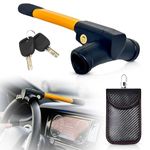 KOSIWA Car Steering Wheel Lock with RFID Anti-Theft Signal Blocking Pouch,Car Steering Wheel Locks,Car Lock,Steering Lock,Anti-Theft Device,Universal Fit,02Keys,High Visibility,Heavy Duty.