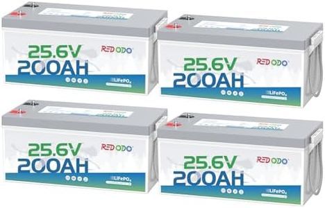 Redodo 24V 200Ah LiFePO4 Lithium Battery, Built in 200A BMS, Max. 5120Wh Energy, Up to 15000 Deep Cycle Lithium Battery, Perfect for Solar Home System, RV, Off Grid, Marine (4 Pack)