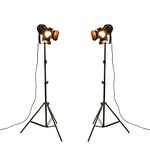 XIHOME Vintage Industrial Black Retro Tripod Adjustable Floor lamp Parking Light, 5 Meter Cable with Foot Switch Parking Light Tripod gooseneck for Living Room Bedroom Office bar Lighting (Pack of 2)