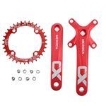 PETCHOR Square Taper Crankset MTB, Mountain Bike Single Speed Crankset, Bicycle Crank Arm Set 170mm 104BCD, 34T Chainring & Bolts, Red