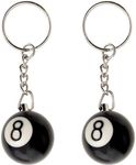 CYNOSURETECH 2 Pieces Key Chain, Billiard Key Chain, Key Chain Ball Chain, Snooker Key Chain, 8 Ball Black Ball Key Chain, Key Chain Pendant Accessories, Billiards Gift Souvenirs