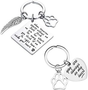 Create idea Dog Cat Memorial Keychain Pet Love Keyring Hollow Heart Charm Key Chain Stainless Steel 2pcs