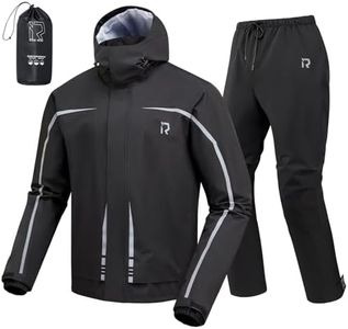 RIDEIRON Rain Suit, Rain Gear for Men & Women Waterproof Jacket and Pants Breathable Reflective Raincoat for Motorcycle, Fishing, Golf, Hunting, Camping L