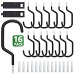 MHHO-WG 14 Pack Bike Hook Storage Bike Rack and 2 Extension Cord Storage Straps. Heavy Duty Large Screw in Ceiling Hooks for Garage Wall Bicycle Storage, Bike Racks,Utility Hanger use for Tools and Garden Hose Cords