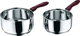 Vinod Stainless Steel Milkpan/Saucepan Set of 2 - 1 Litre and 1.6 Litre,Tea/Chai Pan,Riveted Sturdy Bakelite Handle,Induction and Gas Base 2 Year Warranty