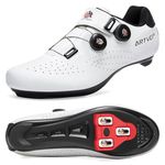 Mens Cycling Shoes Women Road MTB Shoes Compatible with Look SPD SPD-SL Delta Cleats Compatible with Peloton White Size UK 10