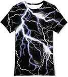 Belovecol Boys Girls T-Shirts 3D Black Lightning Novelty Crewneck Fashion T Shirt Summer Kids