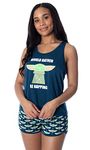 INTIMO Star Wars Women's The Mandalorian Baby Yoda Rather Be Napping Racerback Tank and Shorts Loungewear Pajama Set (Large) Blue