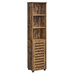 VASAGLE Bathroom Tall Cabinet, Storage Cabinet with 3 Open Compartments and 2 Adjustable Shelves Behind The Door, Floor Cabinet for Living Room, Entryway, Kitchen, Bedroom, Rustic Brown UBBK160X01