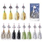 Goture 12pcs Spinner Baits Lures Kit Topwater Buzzbait Lures Multicolor Metal Buzz Bait Swim Jigs Hard Soft Spinnerbait Swimbait Blades with Sharp Hook Saltwater Freshwater Pond Fishing Tackle